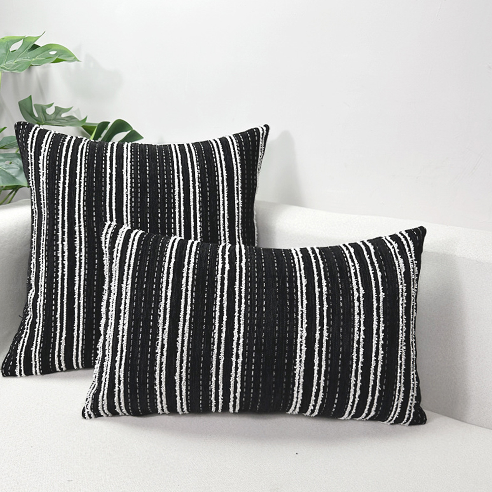 Stribet chenille tekstureret pude deco pude
