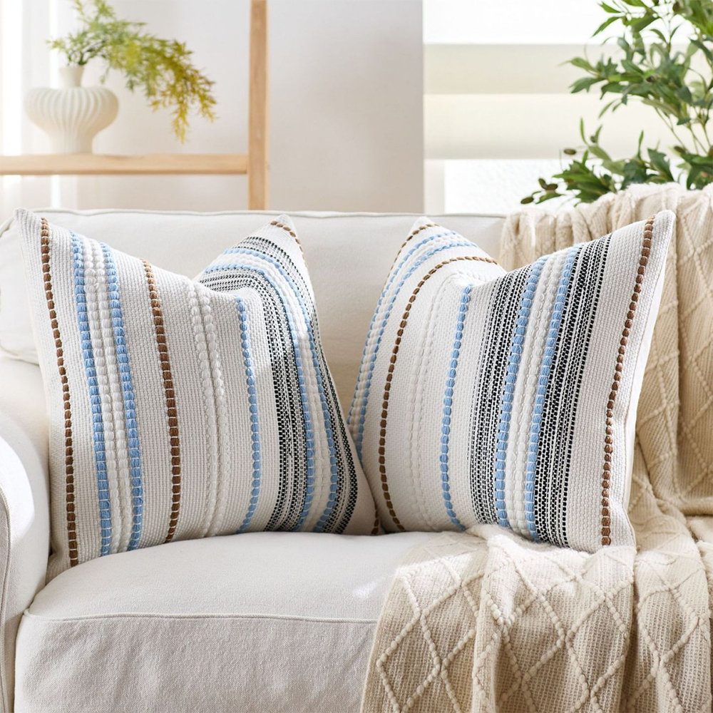 Stribet chenille pude deco pude