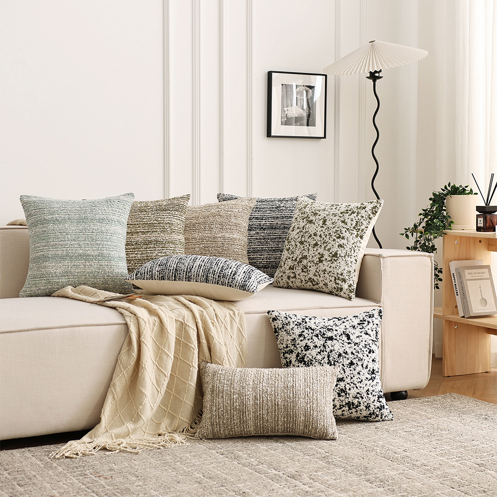 Stribet chenille pude deco pude