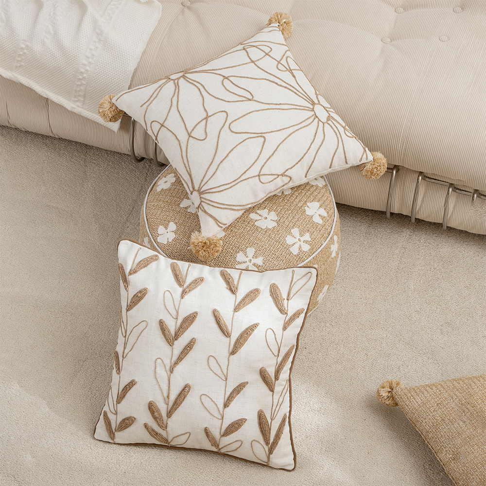 Blomsterreb broderi pude deco pude