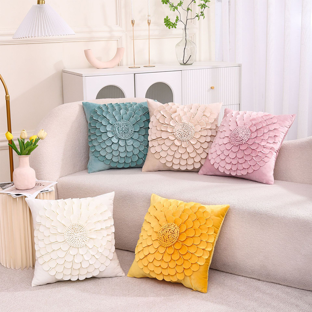Håndlavet 3D blomsterpude deco pude